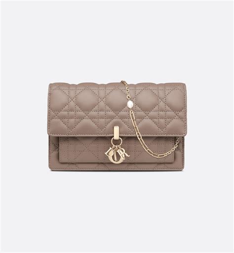 Lady Dior Chain Pouch Warm Taupe Cannage Lambskin